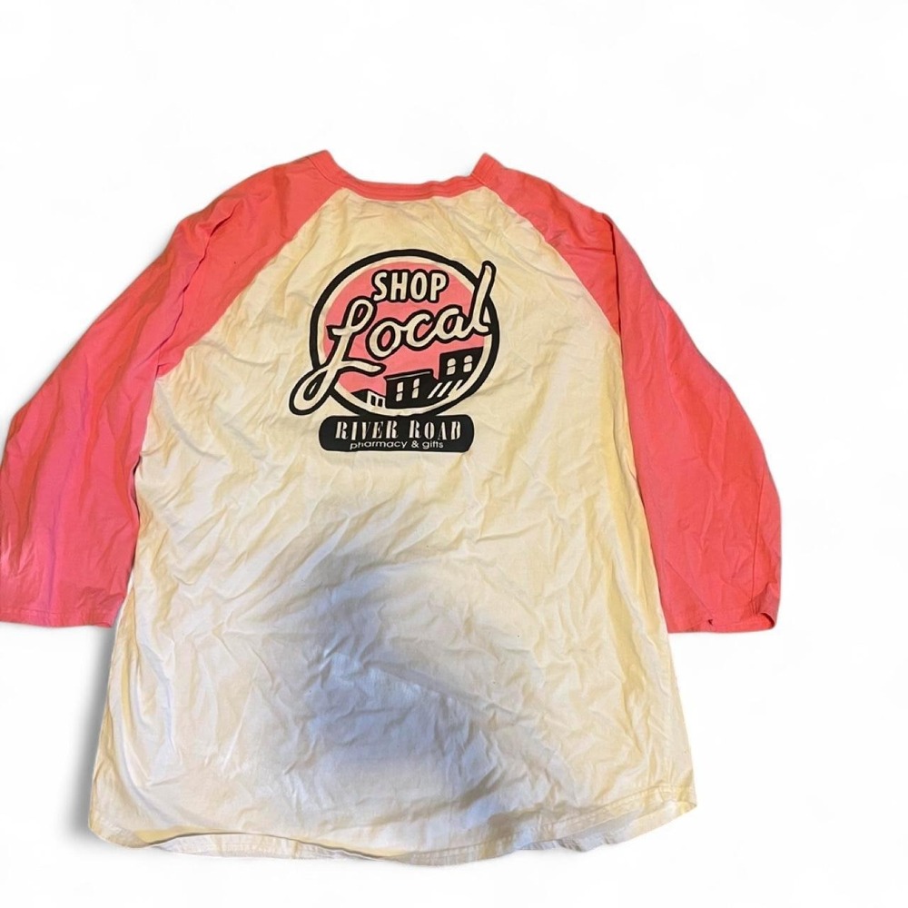 White and pink baseball tee